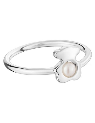 Anillo de oso Tous I-Bear de plata perla brillante