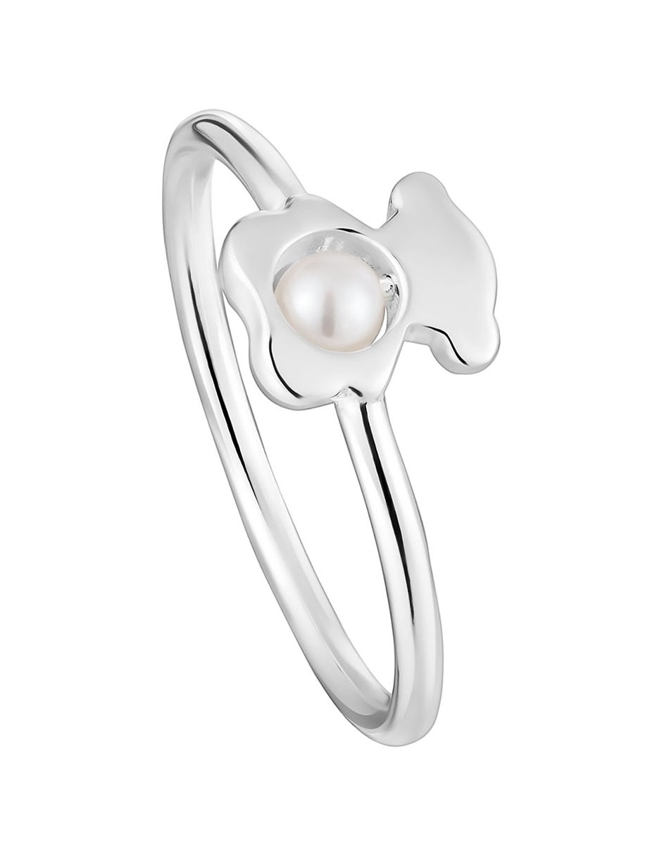Anillo de oso Tous I-Bear de plata perla brillante