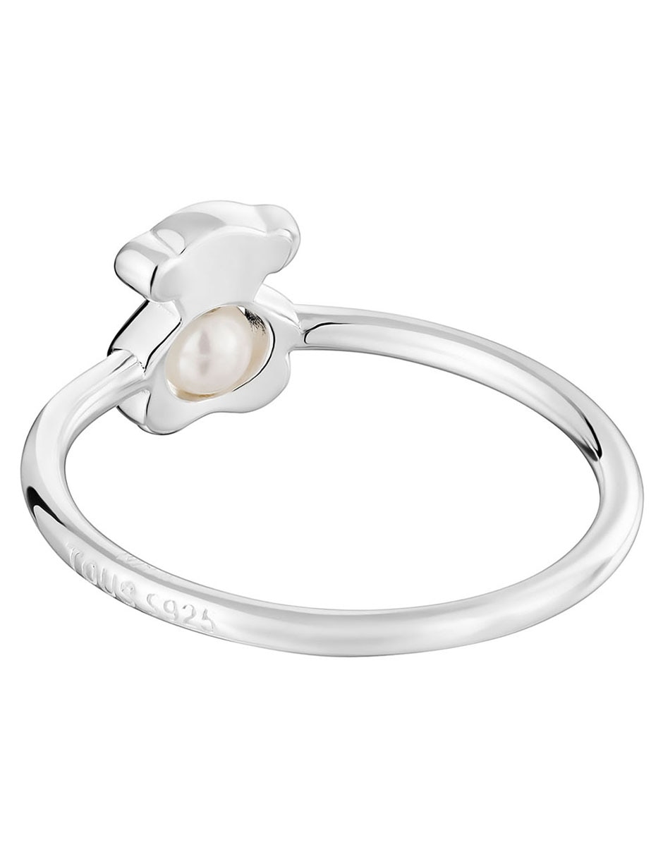 Anillo de oso Tous I-Bear de plata perla brillante