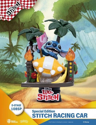 Figura de colección Stitch Stitch Rancing Car Especial Beast Kingdom Figura de colección Stitch Stitch Rancing Car Especial Beast Kingdom