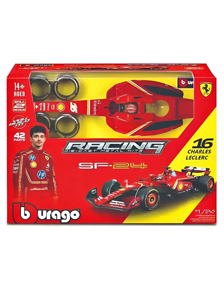 Vehículo 1:24 Racing Die-Cast Metal Kids 16 Charles Leclerc 3