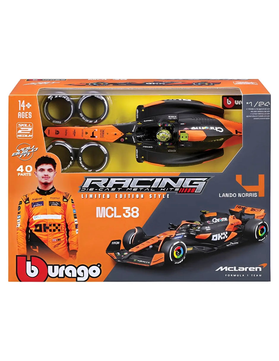 Vehículo 1:24 racing die cast metal kits mclaren mcl38 2