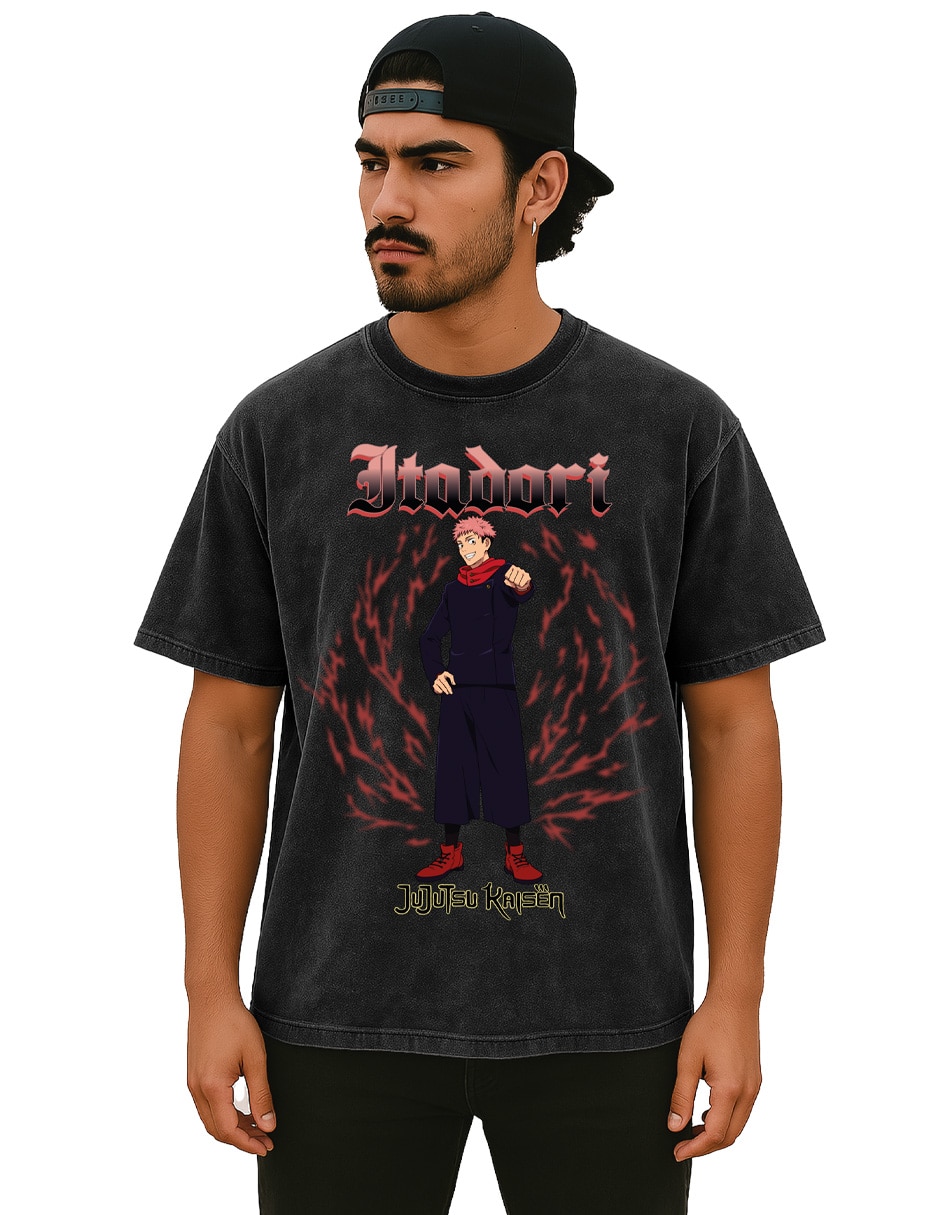 Playera jujutsu kaisen cuello redondo para hombre