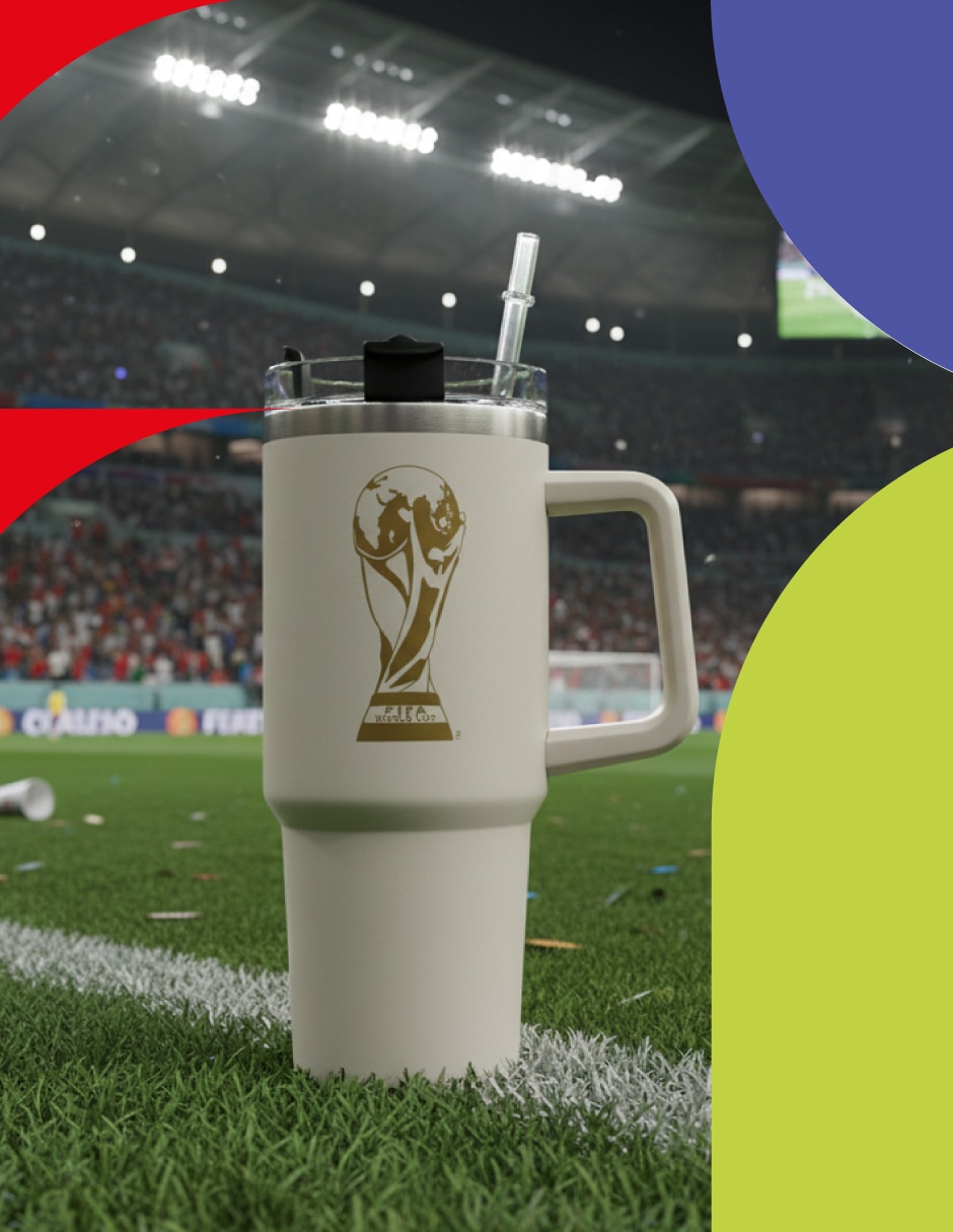 Termo Fifa de acero inoxidable con tapa rosca