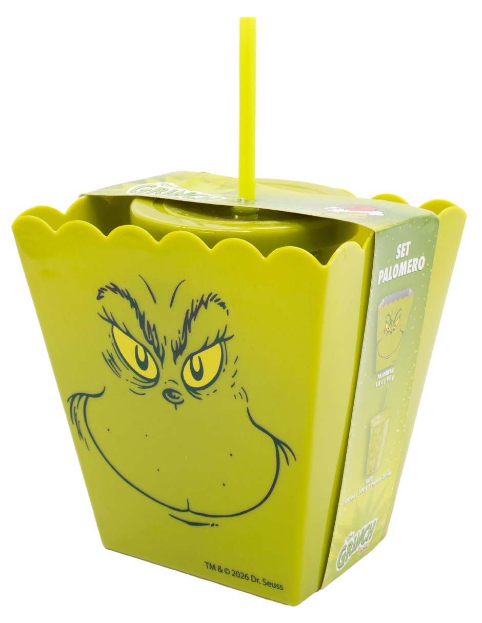 Vaso Con tapa y popote Grinch Vaso y Palomera de Plástico con 2 piezas piezas 6
