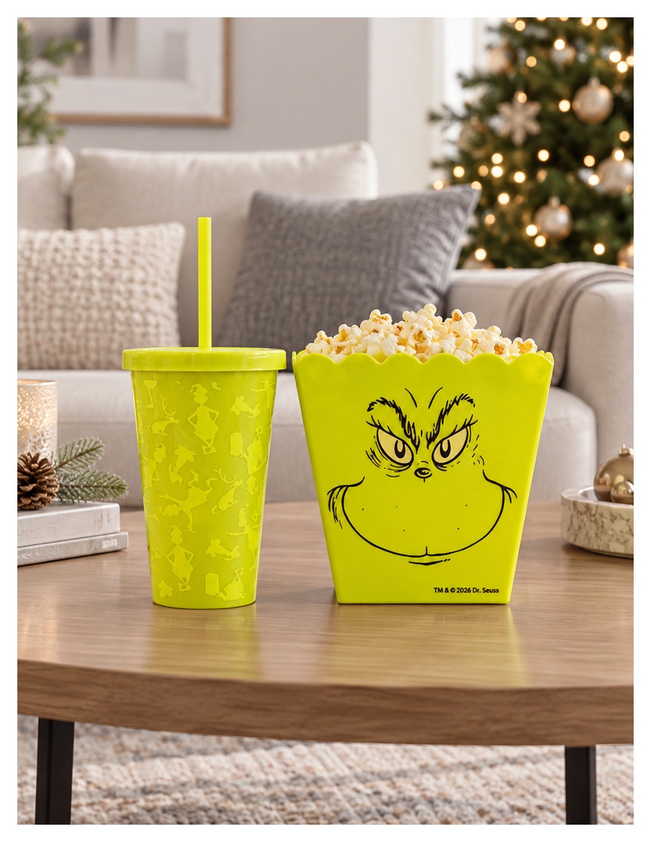 Vaso Con tapa y popote Grinch Vaso y Palomera de Plástico con 2 piezas piezas 7